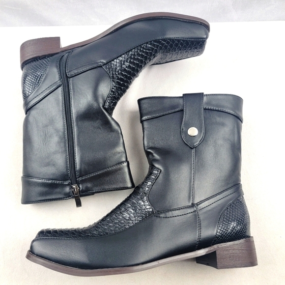 NWT Mens Vegan leather faux snakeskin boots Size 45 / 11 - Picture 1 of 6